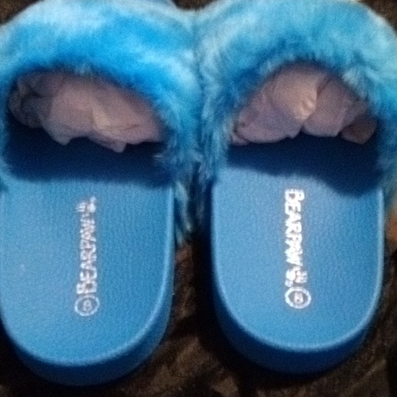 BearPaw furry blue slip ons size 8 - Picture 5 of 8